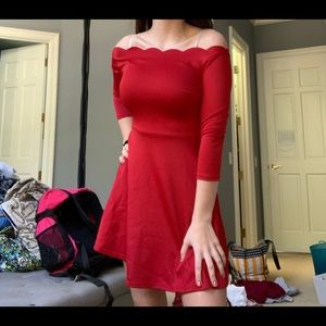 Red scalloped dress